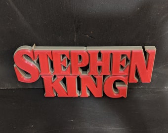 Stephen King Book Shelf Art Display Movie Room Sign - Author Bookshelf Decor or Film Fans and Collections