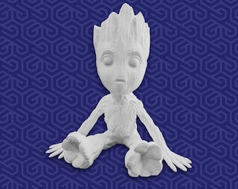 Large 6" Baby Groot 3D Printed Guardians Of The Galaxy 2 Figure White Paintable Craft Paintable Figurine