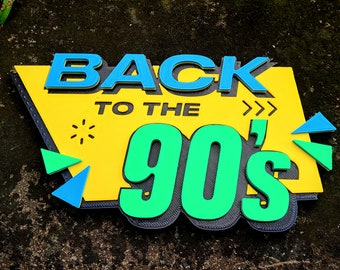 Back to 90s Shelf Display Collection Room Sign - Bookshelf Desk Decor for Retro and 1990's Era Lovers - Back to the Nineties