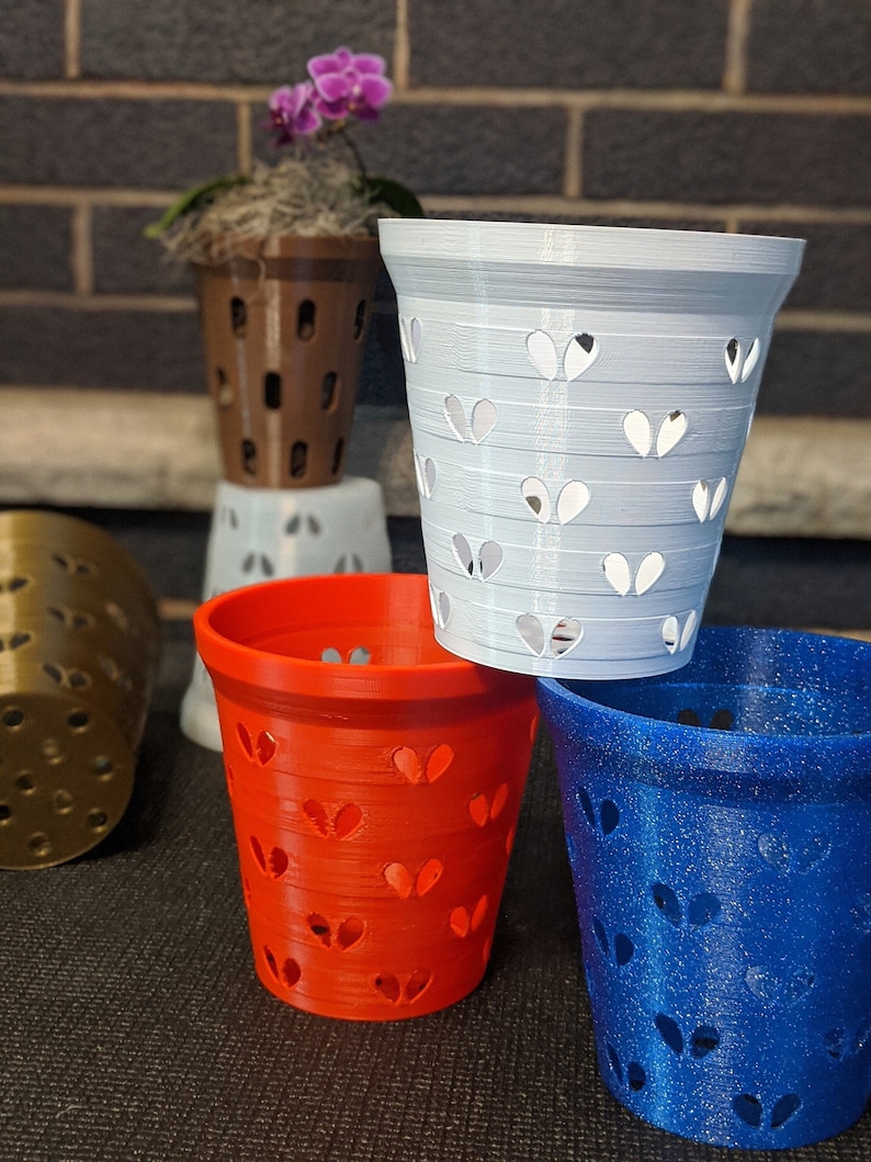 Orchid Pot With Heart Holes Pot Liner for Orchids Air Pot Etsy