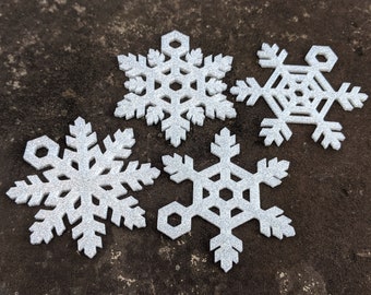 Glitter Snowflake Christmas Ornament Set - 3D Printed Holiday Decor