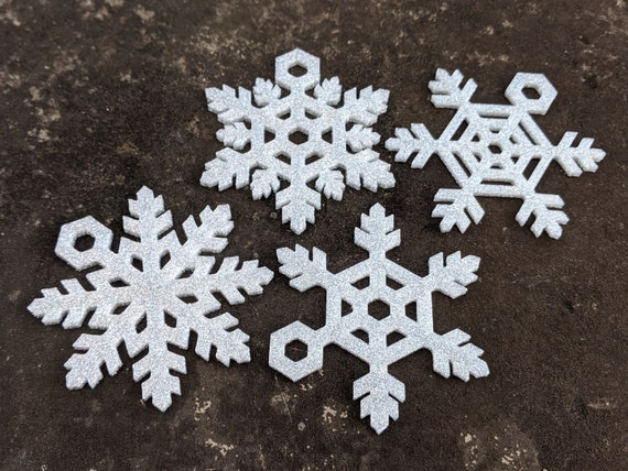 Christmas Silver Glitter Snowflake Decorations