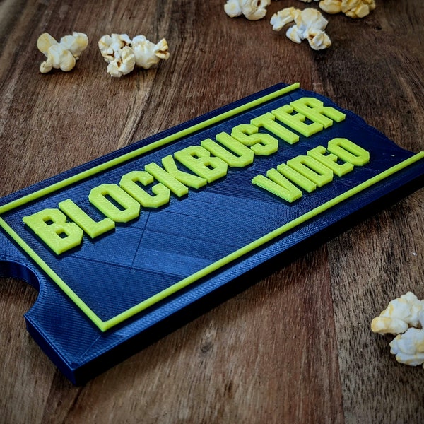 Blockbuster Video Movie Store Fan Shelf Display Collection Room Sign - Bookshelf Desk Decor for Throwback Blockbuster Video Fans