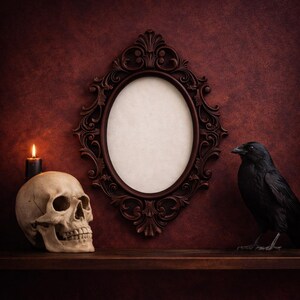 Ornate Baroque Oval Frame | Gothic Victorian Wall Decor | Dark Academia Antique Style Frame image 3
