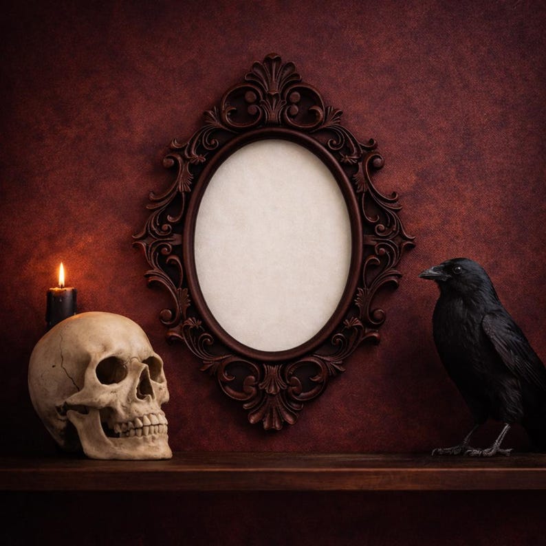 Ornate Baroque Oval Frame | Gothic Victorian Wall Decor | Dark Academia Antique Style Frame image 3
