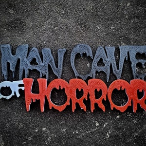 Man Cave of Horror Sign Shelf Art, Man Cave Room Signage Diorama - Gift for Horror Fans