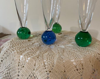 MCM Green and Blue bubble shot glasses. Excellent Condition