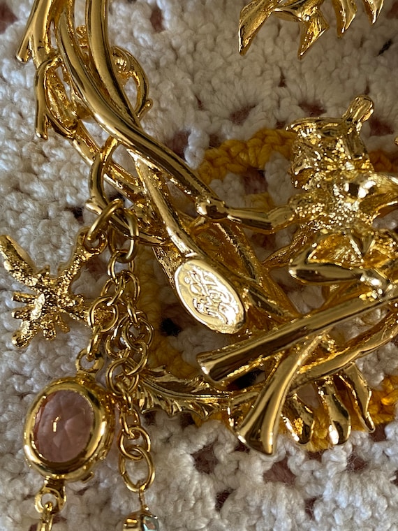 Collana Vintage Kirks Folly Con Ciondolo Cupido E Catena - Oro E Aurore Boreali