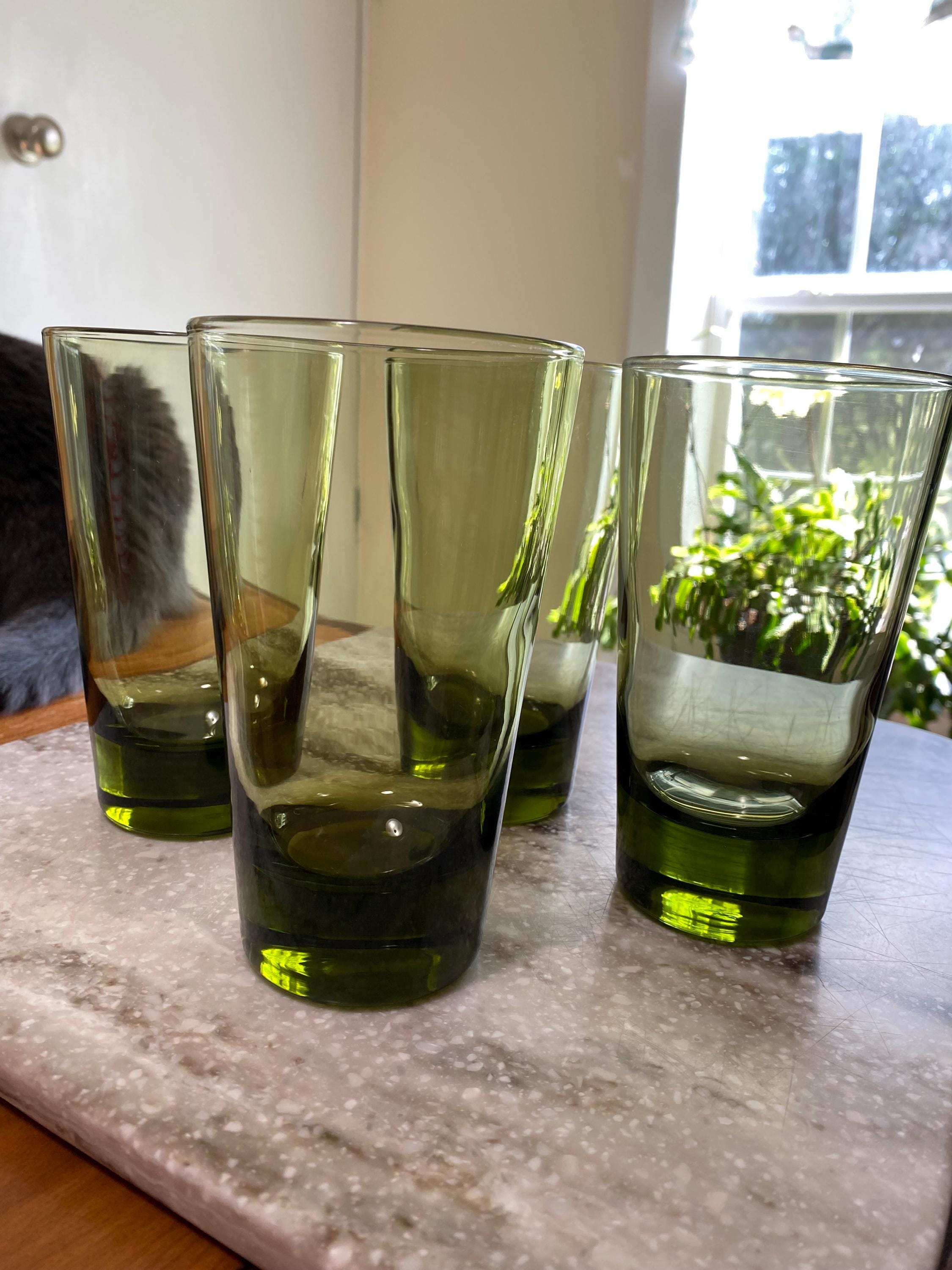 MCM Set of 4 Emerald Green Highball Tumbler Glasses by Libbey