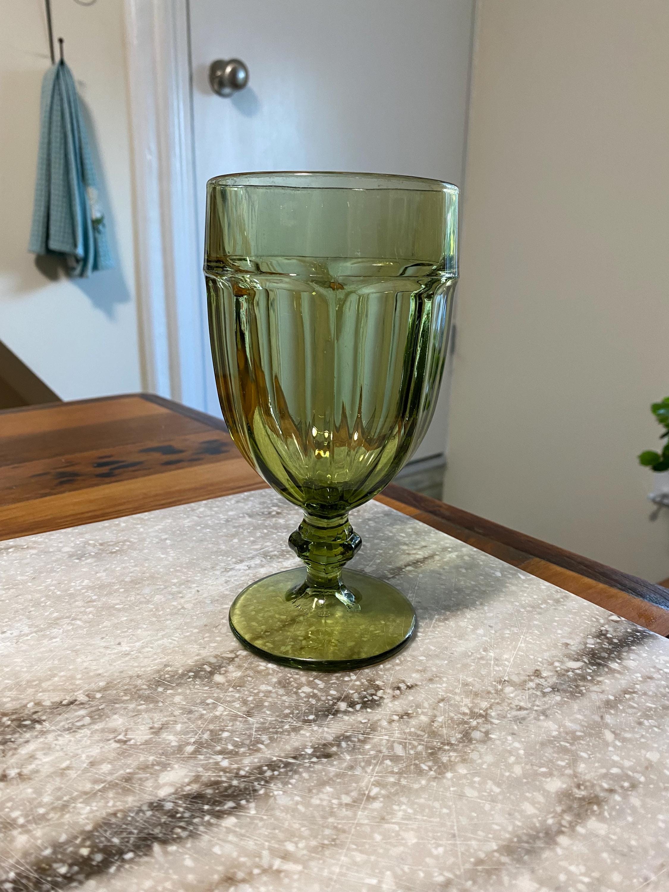 2 Libbey Dura Tuff Goblets in Green Glass - Etsy