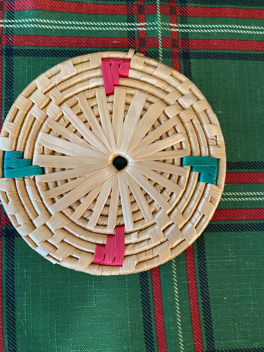 Three Vintage Handmade Rattan Trivets - Etsy