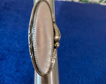 Vintage Native American Sterling ring with pale pink Mother of Pearl.