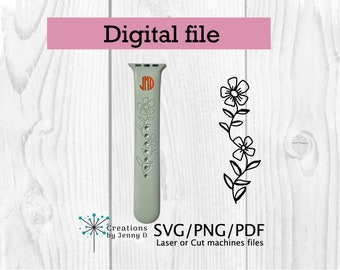 Floral SVG, Flower Engrave File, Apple Watch Band Laser Cut (Digital Download)