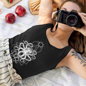 Occult Octopus Tank, Sea Witch Racerback Tanktop Goth Squid Tee Pagan Cephalopod Shirt Gothic Witchy Beach Wear Satanic Ocean gift for her