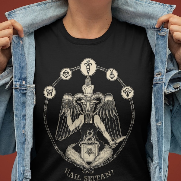 T-shirt Hail Seitan, t-shirt à manches courtes du chef végétalien Baphomet, cadeau métalleux végétarien, chemise végétalienne hardcore, art satanique drôle, végétarien occulte