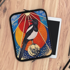 Esoteric Laptop Sleeve. Protect your tablet or ereader in dark magick with this Occult Magpie case in Smooth Neoprene & bold witchy colors