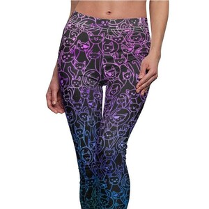 Cosmic space cat leggings, Pirate kitty tights, Rainbow astronaut kitten pants, galaxy feline leggings, space pirate cat pattern yoga pants