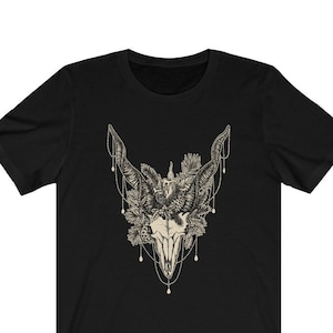Yule Goat Shirt, Pagan winter solstice tee, Witchy holiday tshirt, Goth heathen christmas gift, Occult xmas skull clothing, Satanic ritual
