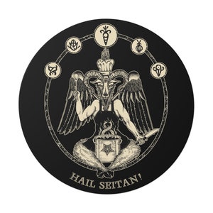 Hail Seitan sticker, Funny vegan satanic bumper sticker, Black metal vegetarian gift, Chef Baphomet pentagram decal, Vegan humor witch gift