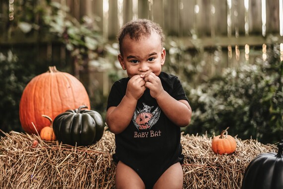 Camiseta de murcielago bebe. Jersey infantil de Halloween. Romper gotico recien nacido de una pieza. Ropa de bebe Jack O Lantern Fall Pumpkin. body de bebe de octubre Etsy Mexico