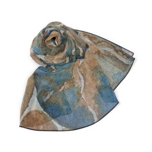 Ammonite sheer scarf, ammonite watercolor scarf, chiffon scarf, watercolor scarf spiral watercolor scarf seashell painting ammonite painting image 6