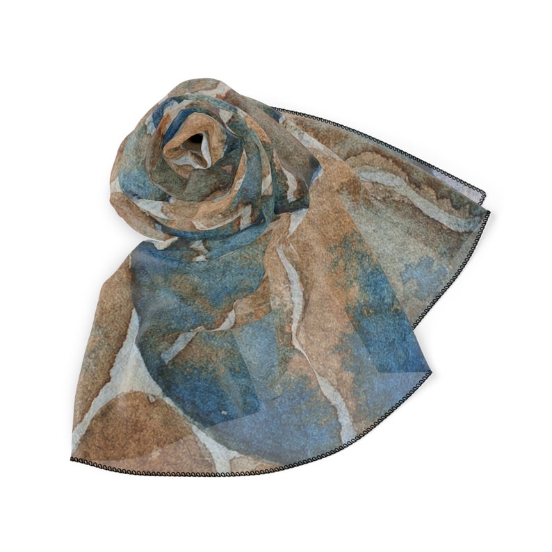 Ammonite sheer scarf, ammonite watercolor scarf, chiffon scarf, watercolor scarf spiral watercolor scarf seashell painting ammonite painting image 7