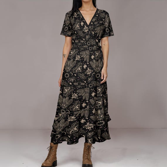 french quarter dress black m Tie Front Wrap Mini Dress Black
