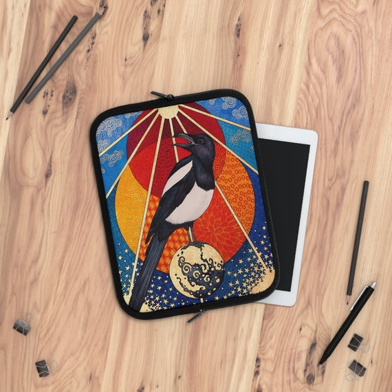 Esoteric Laptop Sleeve. Protect your tablet or ereader in dark magick with this Occult Magpie case in Smooth Neoprene & bold witchy colors