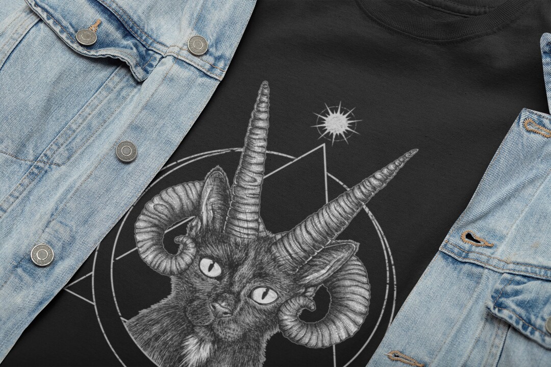 Demon Cat Shirt
 Demon Cat Shirt Occult Horned Kitten Tee Satanic Kitty Moon Tshirt