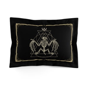 Occult Bat Pillowcase, Gothic Vampire Bat Skeleton Microfiber Pillow Sham, An esoteric witchy accent to dark goth home and bedroom decor