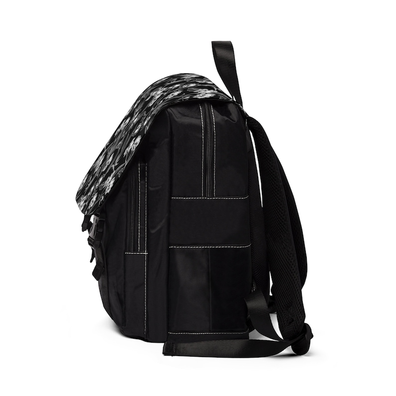 Sac à dos floral gothique, sac à dos fantasmagorique fantasmagorique fantasmagorique à bandoulière en forme de crâne et de fleur avec un imprimé squelette gothique macabre. Cadeau punk pour la rentrée des classes image 3