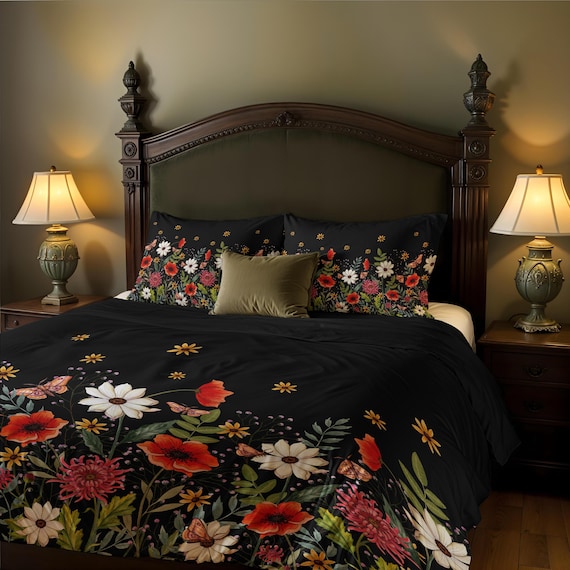 Dark Moody Floral Bunny Fox Pillow Covers 18x18 – Cottagecore Decor, Flannel, For Couch Bedroom Living Room