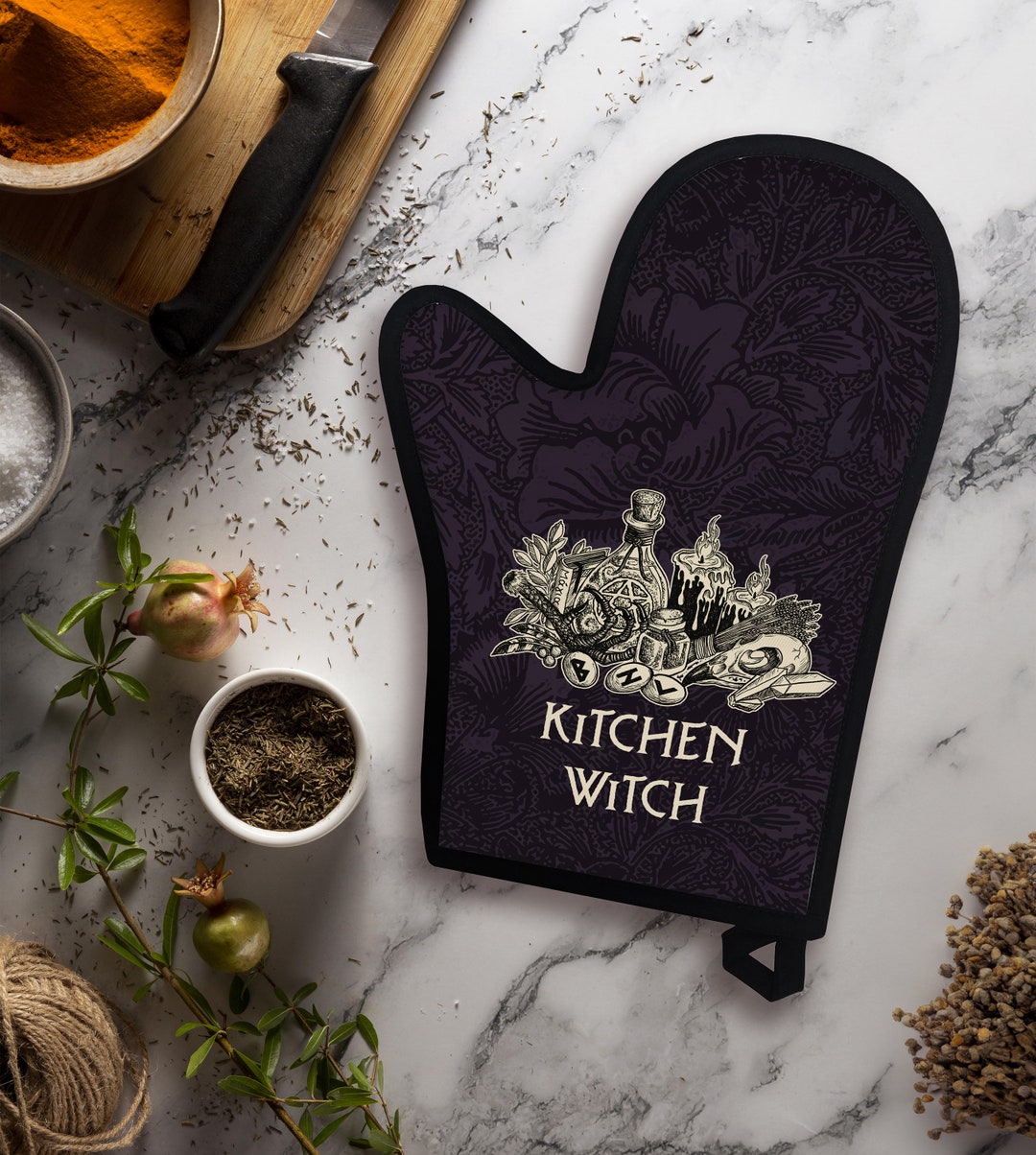 Kitchen Witch Oven Mitt. Witchy Goth Oven Glove Style Pot Holder W ...