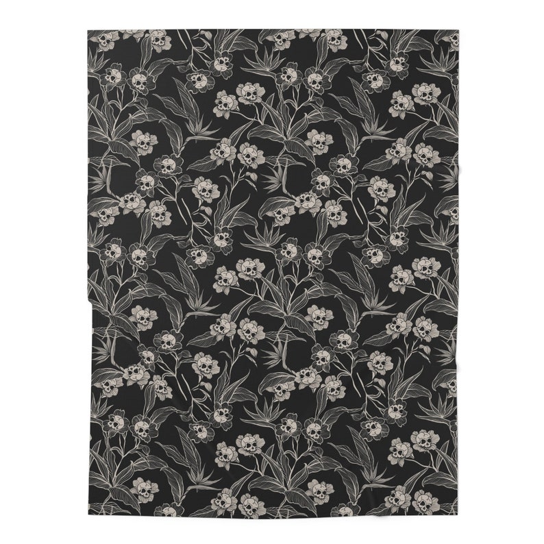 Gothic Floral Swaddle Blanket, wrap baby in this spooky skull flower blankie. A dark elegant nursery decor accent for goth baby shower gift image 5