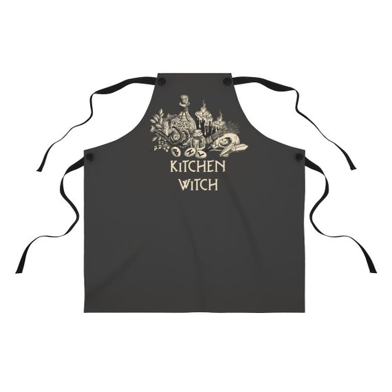 Kitchen Witch Apron. Occult black magic chef apron. Wiccan kitchen wear. Witchy art pinafore. Gothic home cook gift Cooking spells & potions