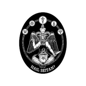 Hail Seitan Sticker, Funny Vegan Metalhead satanic bumper sticker Punk vegetarian stocking stuffer Chef Baphomet decal Plant-based goth gift