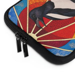 Esoteric Laptop Sleeve. Protect your tablet or ereader in dark magick with this Occult Magpie case in Smooth Neoprene & bold witchy colors image 3