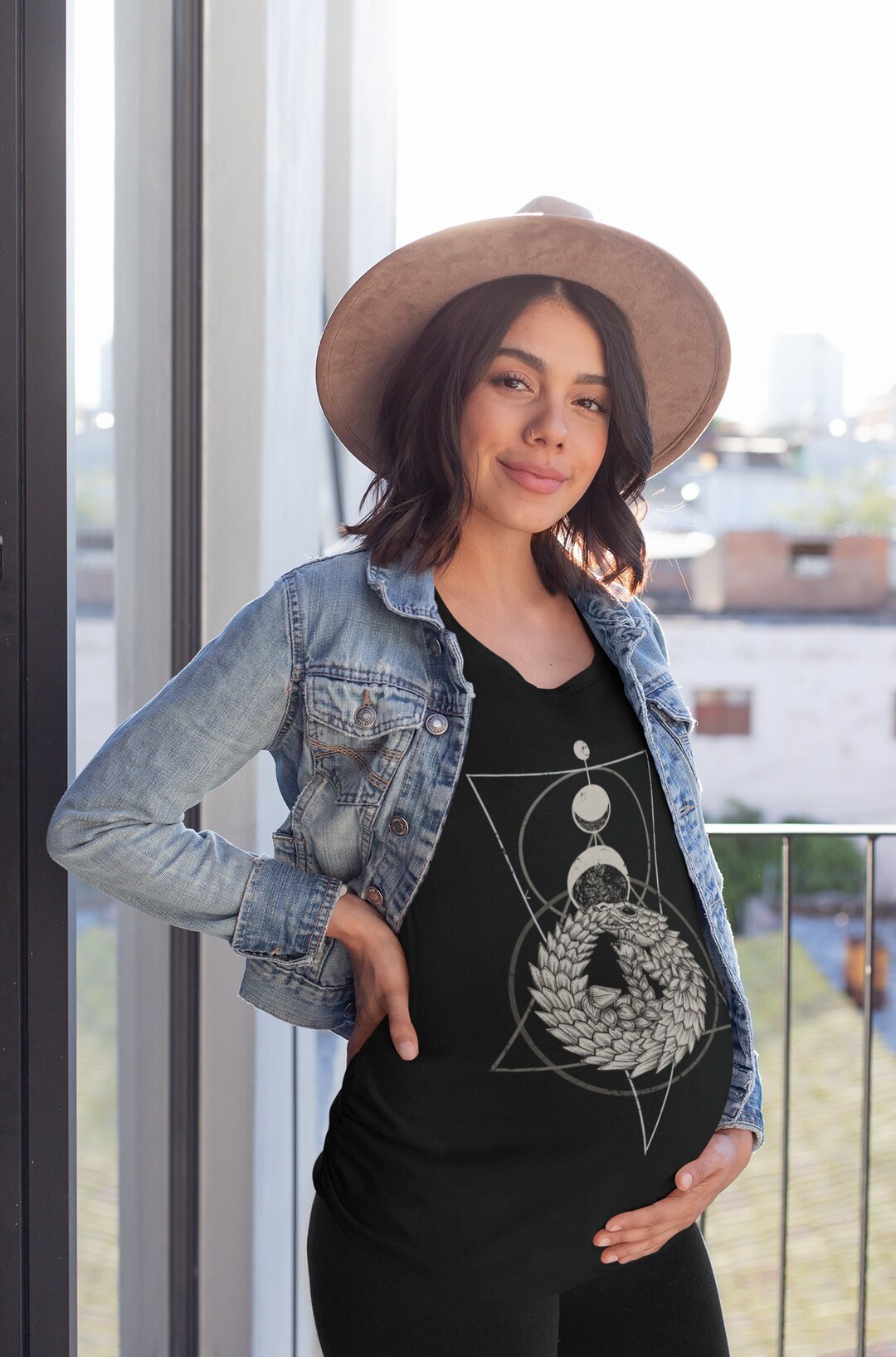 Occult Maternity Tee Witchy Ouroboros Pregnancy Shirt Goth - Etsy