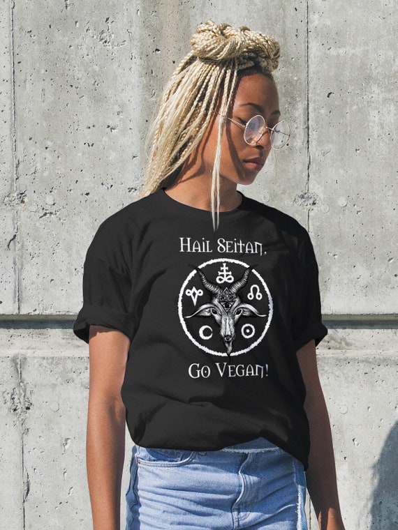 - Etsy Humor Vegetarian Funny for Metal Gift Hail Unisex Tee. Witchy Pentagram Vegan Shirt. Satan Occult Clothing. T-shirt. Seitan Metalhead Black