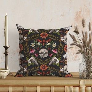 Witchy Forest Throw Pillow - Enchanting w/ an Esoteric Gothic Twist - Botanical & Macabre Cottagecore Home Decor - Multiple Sizes Available