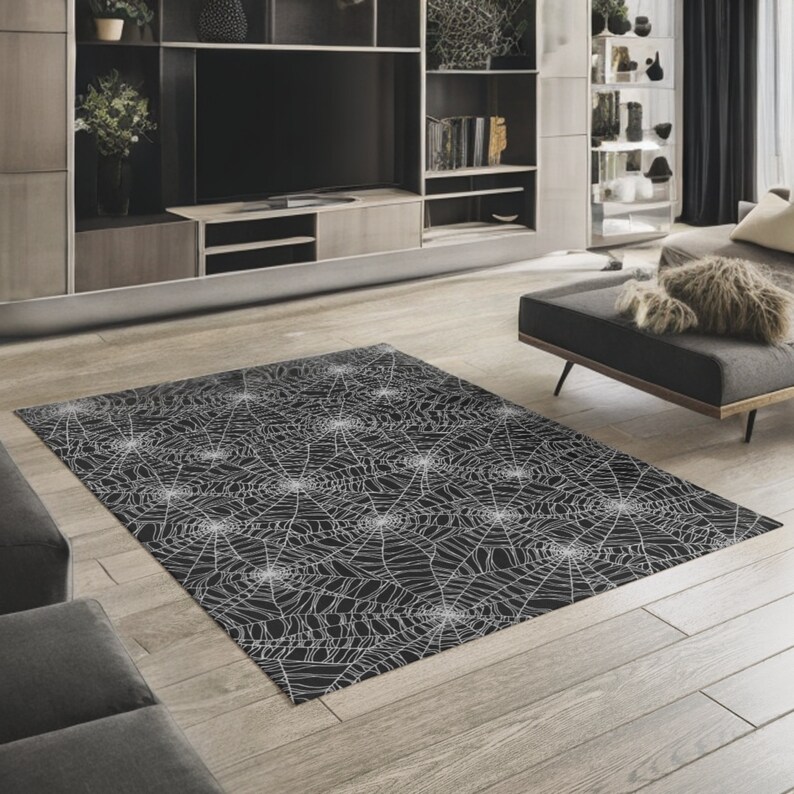 Vortex Spider Web Rug Spooky Spider Web Rug, Halloween Style Black Widow Cobweb Outdoor Area ...