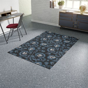 Gothic Skull Rug Goth Floral Victorian Accent Carpet Occult - Etsy