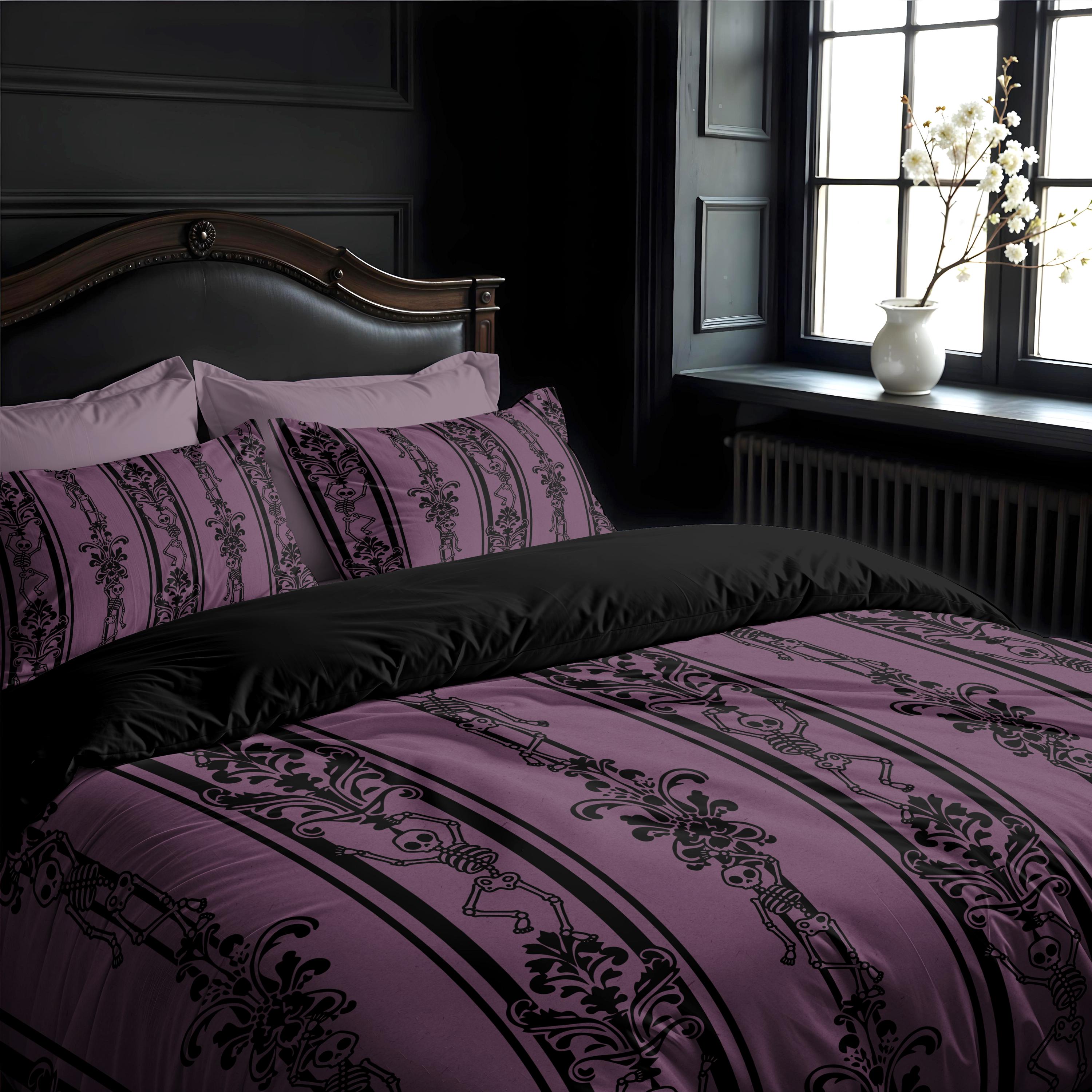 Skull Duvet Set Purple Floral Skull Duvet Cover Set, Vibrant Goth Sugar  Skull Bedroom Set, Custom Size Bedding, Girls Dorm Quilt Cover, Gothic Bedroom  Set - UK Cotbed Pillow, image size:3000x3000