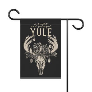 Yule Reindeer Garden Flag, Gothic Deer Skull Yard or House Banner for Witchy Holiday Vibes, Pagan Christmas Decor Gift for Winter Solstice image 7