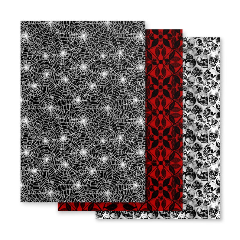 Spooky Skull & Spider Wen Halloween wrapping paper sheets