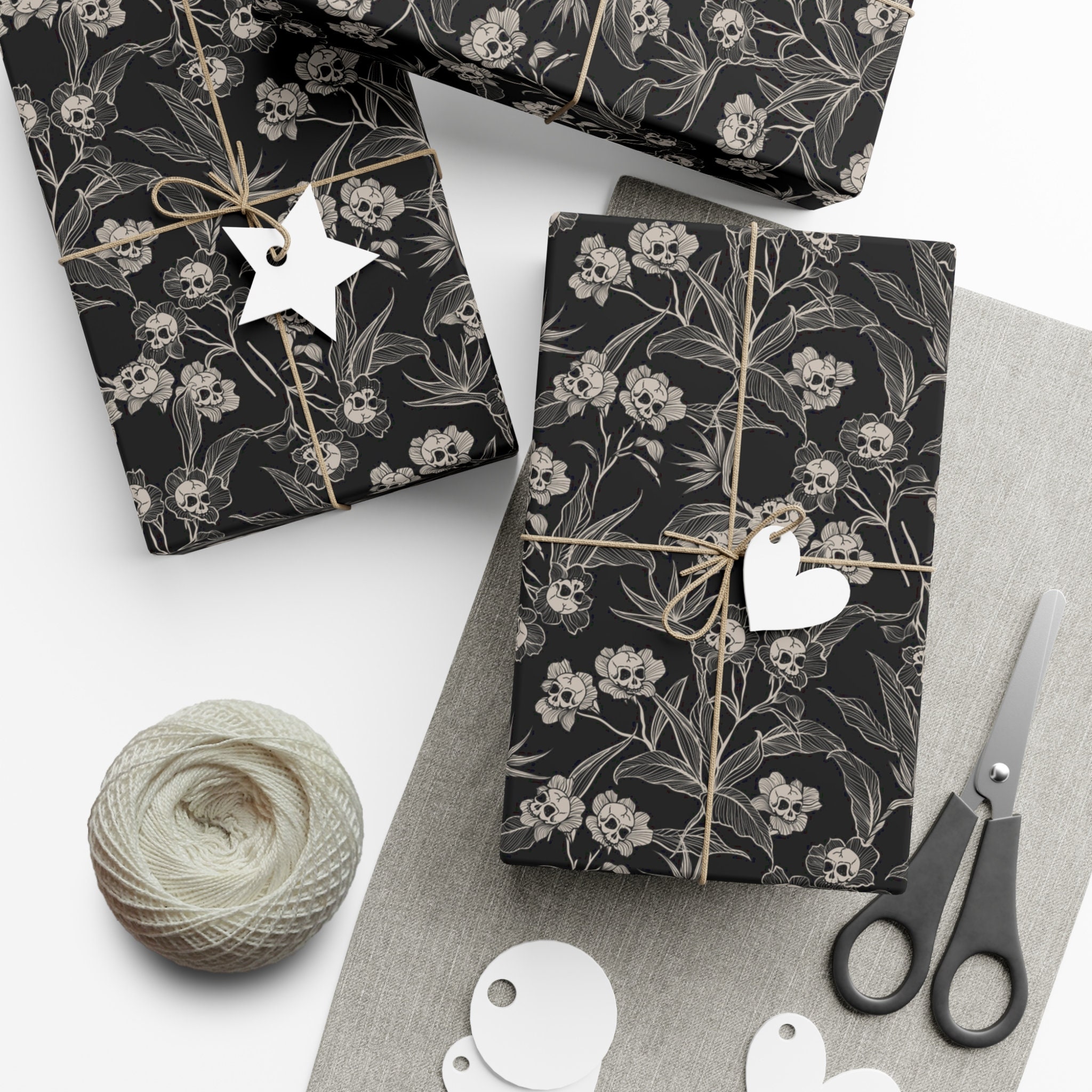 Gothic Floral Wrapping Paper, Spooky yet Elegant Macabre Botanical