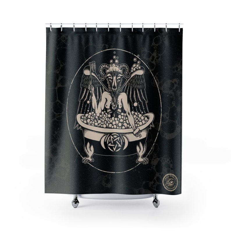 Bathomet Shower Curtain Funny Satanic Pun Bathroom Decor Etsy