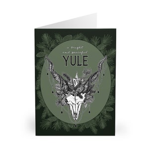 Paquet de cartes de voeux de Noël, cartes de correspondance païennes de crâne de chèvre de Noël, carte de vacances gothique, paquet de cartes païennes de solstice d'hiver, cadeau de Noël athée, scandinave
