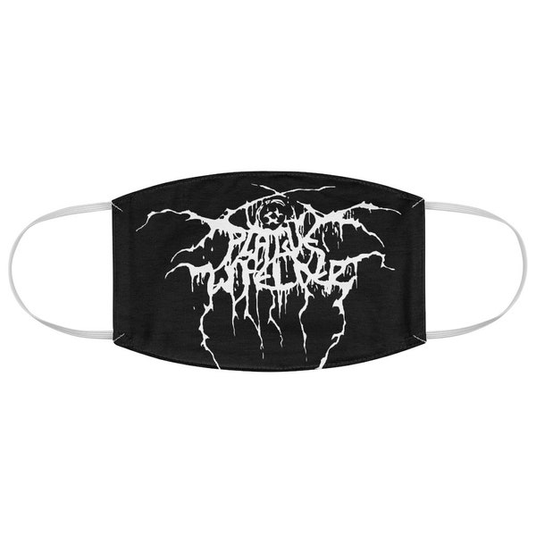 Maschera facciale in tessuto da Plaguewielder. Maschera chirurgica brutale in metallo nero. Protezione per il viso ispirata al trono oscuro apocalittico di Metalhead. maschera trve kvlt