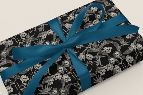 Gothic Floral Wrapping Paper, Spooky yet Elegant Macabre Botanical